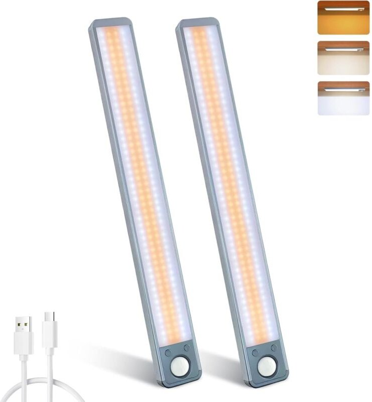 MERTTURM Schrankleuchte, wiederaufladbare LED-Küchenleuchte mit Bewegungsmelder, 3 Sensormodi, 3 Farben, dimmbar, kabell...