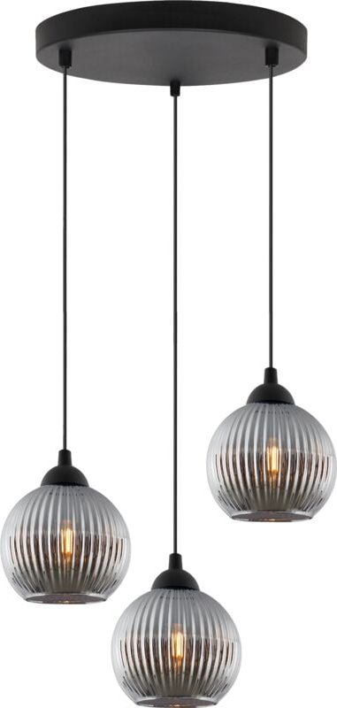 Thumbnail - Riffle Schwarze Hängelampe 3 Flache Graphitform Kugel E27