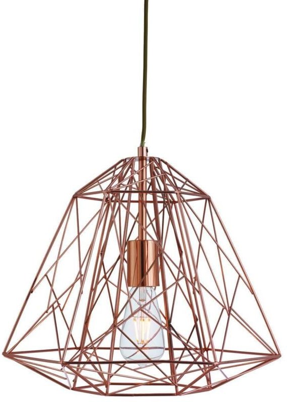 Searchlight - Geometric Cage - 1 Lichtdraht-Deckenanhänger Kupfer, E27