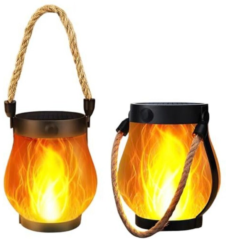 Solarleuchten mit Flammeneffekt für den Außenbereich (2er-Set), Solarlaternen mit Flammeneffekt, 1500 mAh, wiederaufladb...