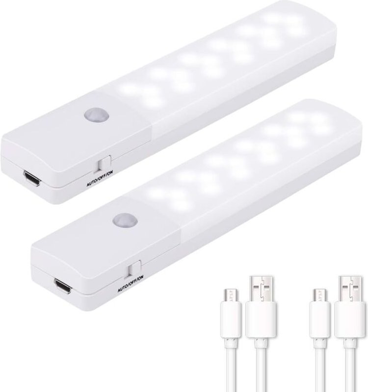 Kabelloses Nachtlicht mit Bewegungssensor, 18 LEDs, wiederaufladbares, batteriebetriebenes Nachtlicht schaltet sich auto...