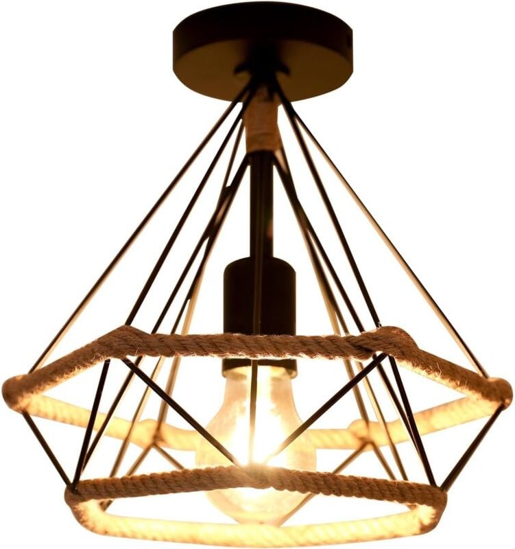Goeco - Deckenleuchte Vintage E27 Basis Cage Deckenlampe Für Küche Esszimmer Schlafzimmer Flur Flur Eingang Balkon Schwa...