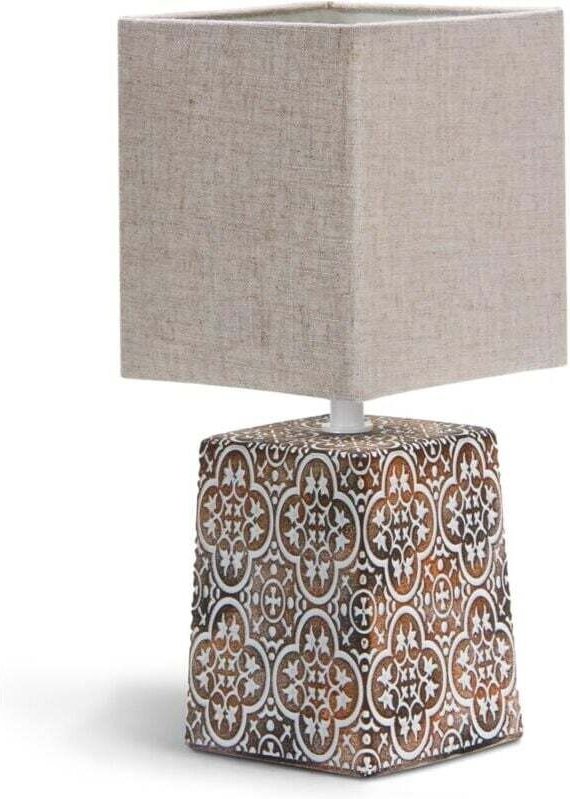 E14 Keramik-Tischleuchte, Vintage-Tischleuchte für den Nachttisch, Beistelltischleuchte, Nachttischlampe mit Retro-Stoff...