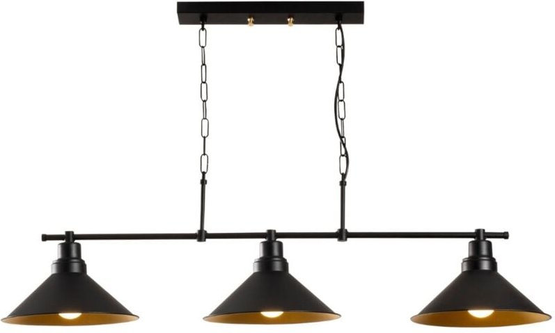 Industrielle schwarze Hängelampe mit 3 Glühbirnen erika