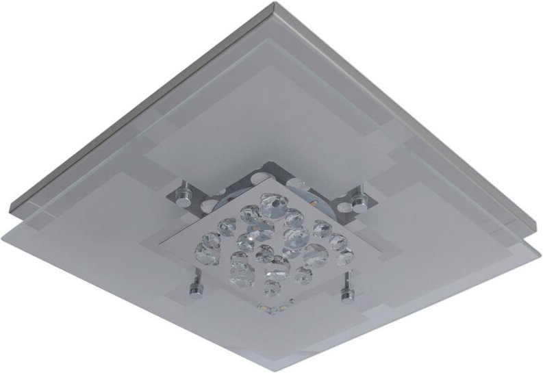 Naeve CHUR 30x30cm Integrierte LED-Deckenleuchte, halbbündig, Chrom, Glas, 3000K