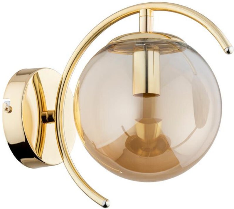 Moderne glamouröse goldene Wandleuchte, bernsteinfarbene Glaskugel, 1xE14 10W EL DORADO Alfa