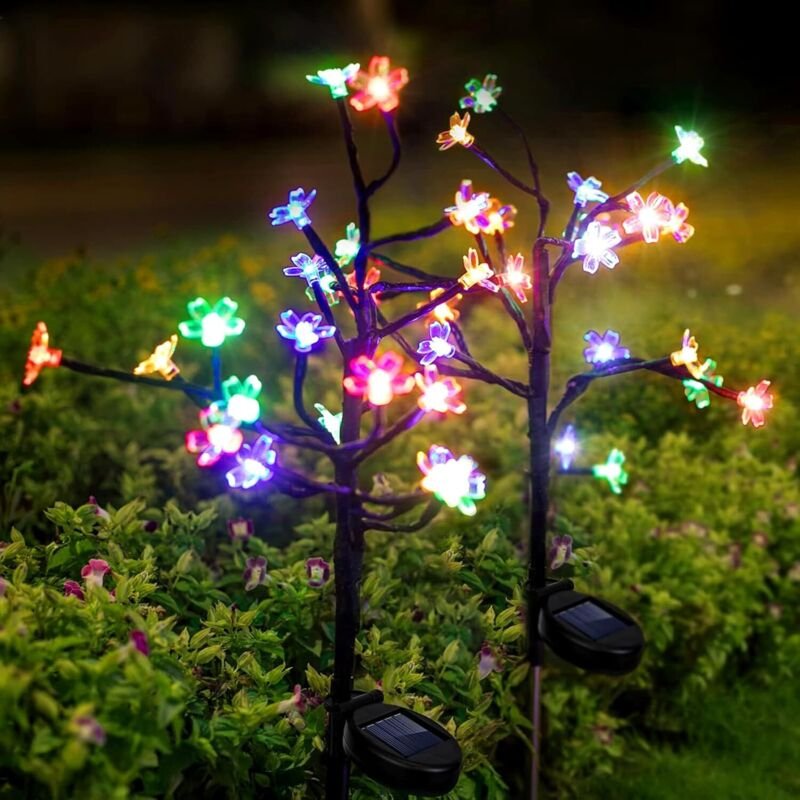 Solarleuchten Außen Garten, 2 Stück 20 LEDs Blumen Solarleuchten Außen, IP65 wasserdichte Leuchte, Outdoor Garten Deko f...