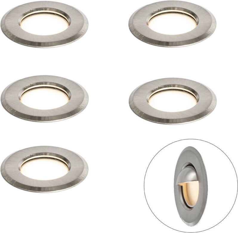 Set mit 5 modernen Bodeneinbaustrahlern Aluminium inkl. LED IP67 - Linsey