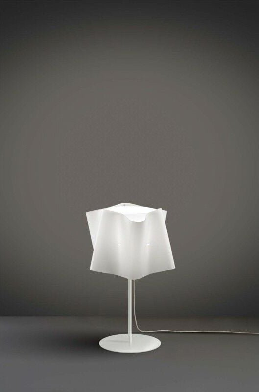 Linea Zero - Tischlampe mit Fuß und Metallstiel Lampenschirm folio Weiß Durchmesser 25x H37 cm