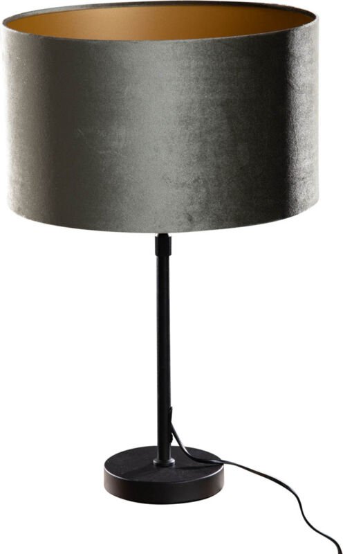 Tischleuchte Schwarz mit Grünem Samtschirm 35cm - Parte