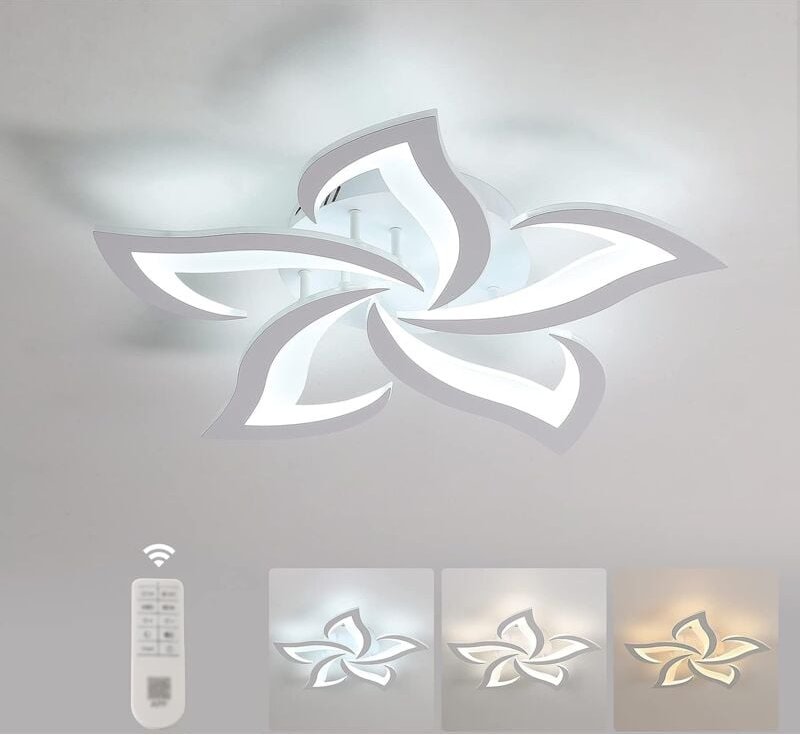 Dimmbare LED-Deckenleuchte, 40W 3500LM Moderne Deckenlampe mit Fernbedienung, Kreatives Blumendesign, Acryl-Deckenleucht...
