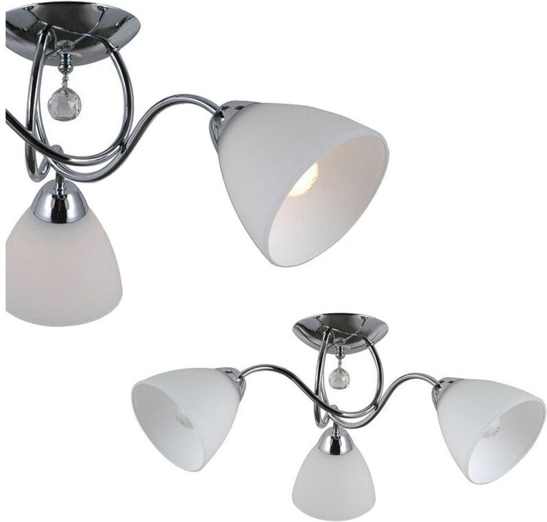 Italux Lugano - Stilisierte bündige Deckenleuchte Chrom, Weiß 3 Licht mit weißem Farbton, E27