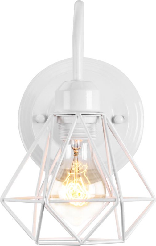 Wandleuchte Industrielle Metall E27 Wandlampe Käfig Verstellbare für Schlafzimmer Küche Wohnzimmer Flur Cafét (Weiß)