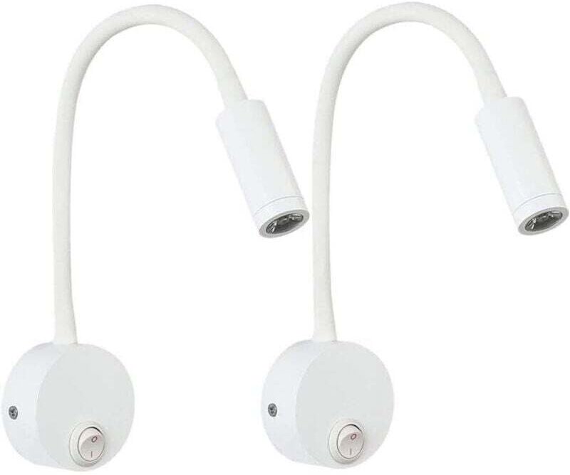 Stück weiße Wandleselampe 3 W, flexible verstellbare Halswandlampe Aluminium-Schreibtischlampe, Nachttischlampe mit Scha...