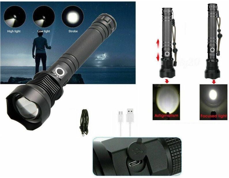 Trade Shop Traesio - Trade Shop - tactische torcia/militare led cree T6 ricaricabile zoom doppia A89-P70 -