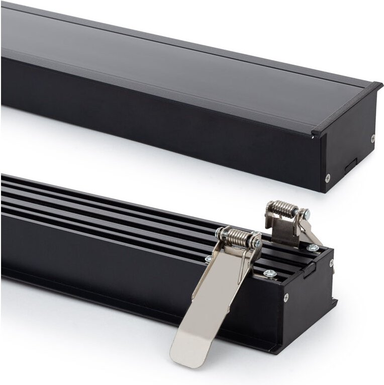 Aluminiumprofil Einbau xl für led Streifen bis 40 mm mit durchgehender Abdeckung Schwarz 2 m Schwarz transluzent