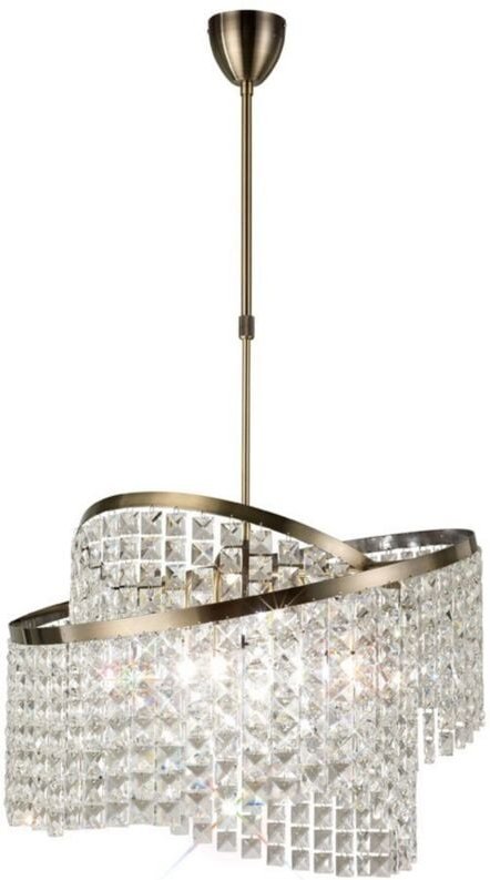 Inspired Diyas - Cortina - Teleskop Deckenpendel 8 Licht mit verstellbaren Ringen Antik Messing, Kristall