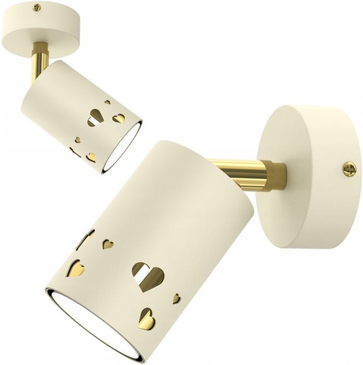 Kinder-Deckenleuchte Spot Led Beige Herz Ecru Gold Gu10