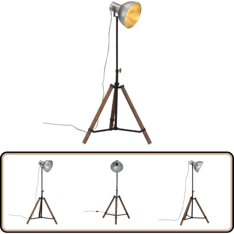 Stehleuchte 25 w Vintage Silbern 75x75x90-150 cm E27 - Industrielampen - Stehlampe - Vintage Lampe - Wohnraumleuchte - E...