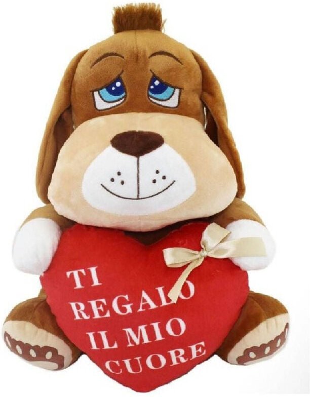 Trade Shop Traesio - Trade Shop - plüschhund 35CM mit herzschrift 'i give you my heart' valentinstag 67778 -