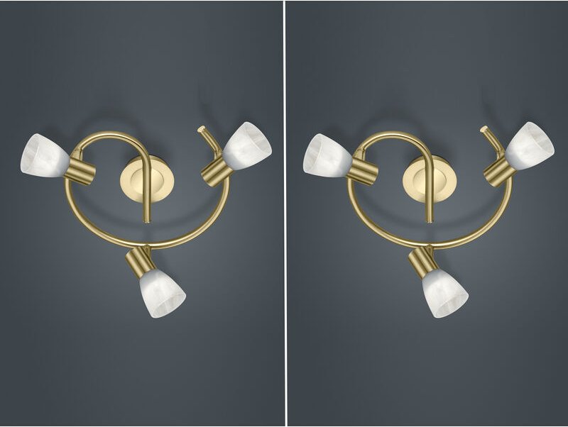 2er Set led Deckenstrahler 3-flammig Messing Glasschirme schwenkbar, ø 30cm