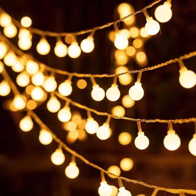 Thumbnail - Lichterkette mit Kugeln für den Innenbereich, 10 m, 100 LEDs, batteriebetrieben, warmweiß, LED-Lichterkette mit Kugeln, ...