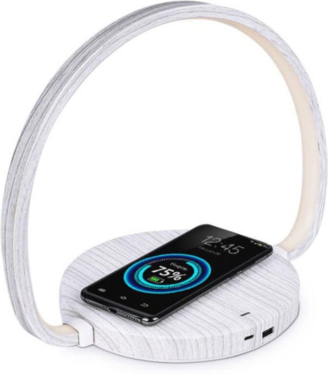 Vtizikl Lampe de bureau LED rotative multifonctionnelle téléphone portable charge sans fil USB charge rapide chambre lec...