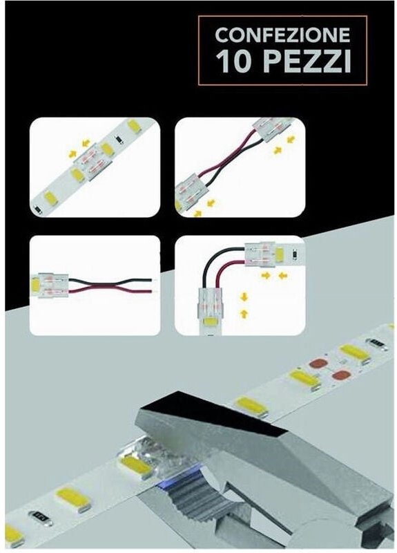 Thumbnail - Trade Shop Traesio - Trade Shop - kit 10 stück transparenter linearverbinder einfarbiger led-streifen 2PIN 10 mm CN10-D ...