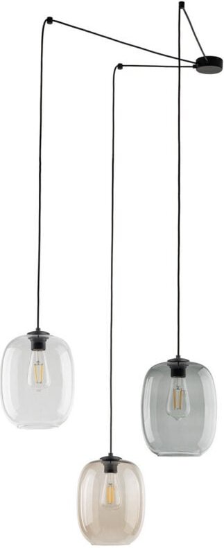 TK Elio Cluster Pendelleuchte Deckenleuchte Schwarz, Graphit, Klar, Topas 3xE27