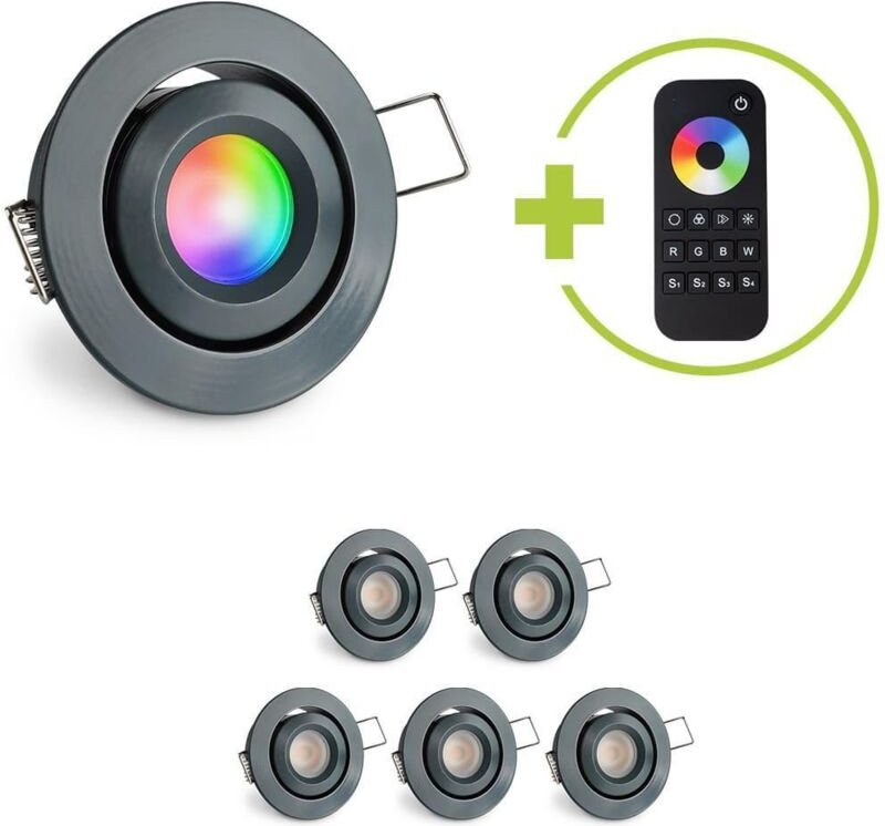 Einbaustrahler Mini schwenkbar Matera 3W RGBW IP44 - Farbe: anthrazit RAL 7016 - Anzahl: 6x