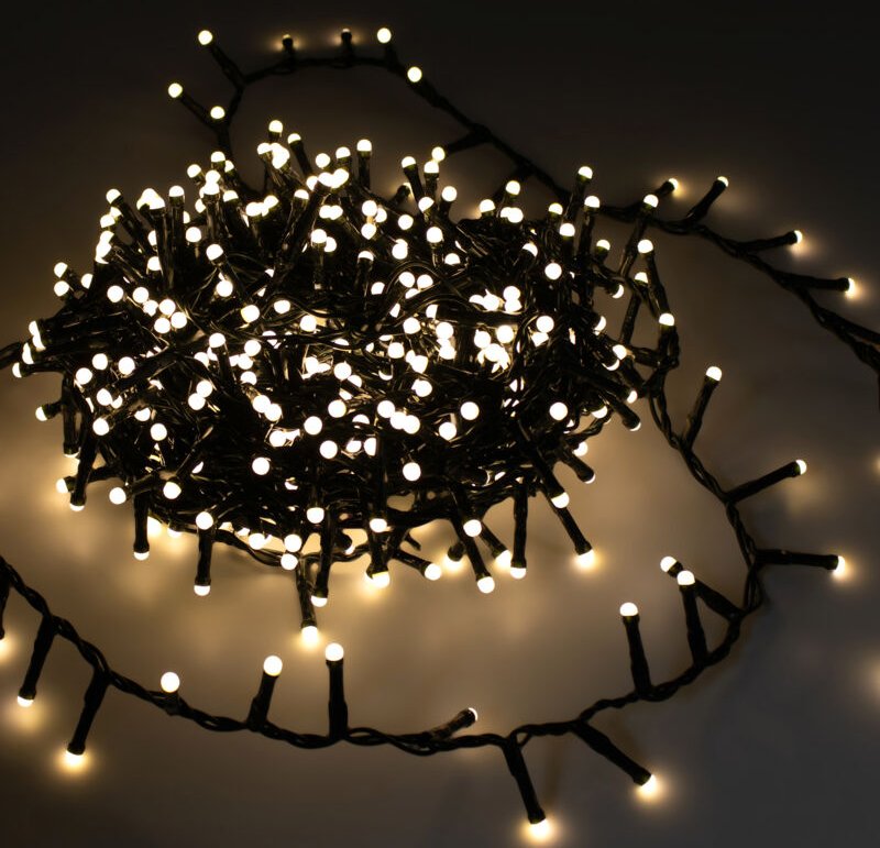 Außen Büschel Lichterkette mit Timer 500 LED auf 11 m - soft weiß - Cluster Weihnachtslichterkette multicolor