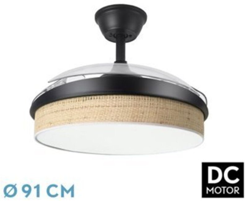 Ventilator dc fashion fan - Schwarz mit drei ABS-Schaufeln und klarem Diffusordach 6 einstellbare Geschwindigkeiten 3 Te...