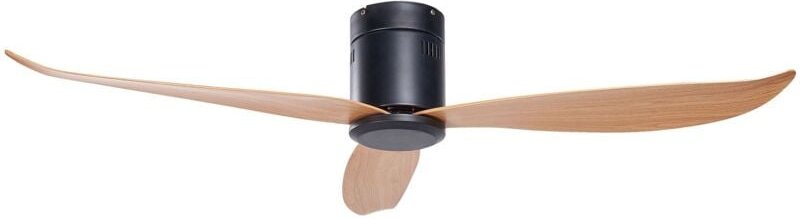 Deckenventilator Schwarz Metall mit Fernbedienung 3 Flügel in Heller Holzoptik 3 Geschwindigkeitsstufen Timer Modern Ska...