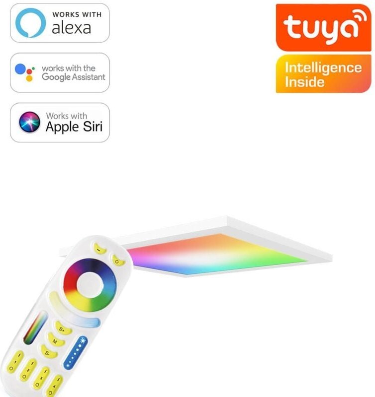 RGB+CCT LED Panel 30x30cm inkl. MiBoxer Smarthomesteuerung 18W 24V Rahmen weiß - Panelmontage: Ohne Montagezubehör