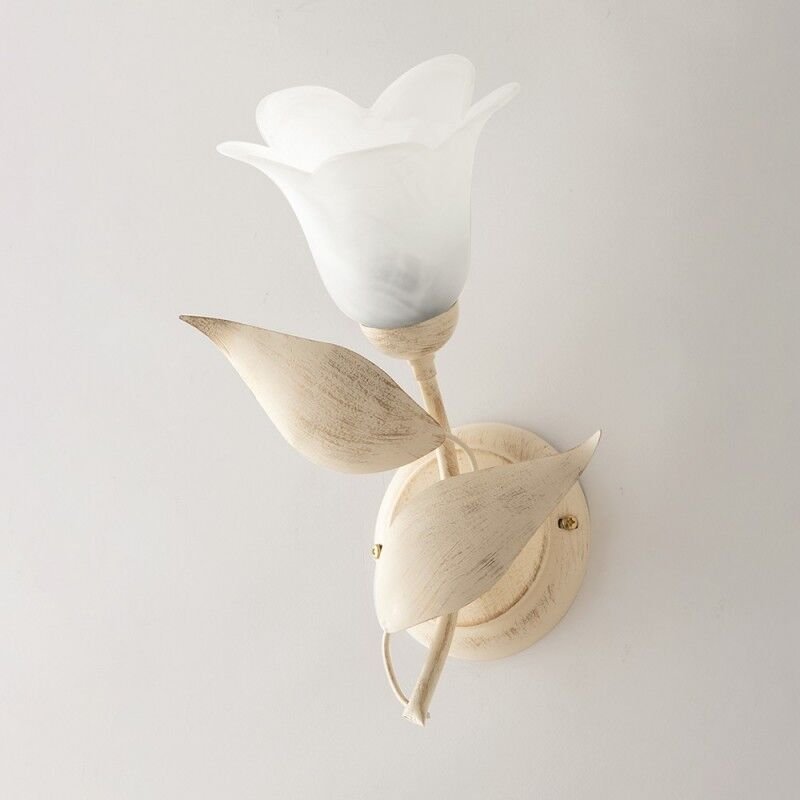 Bonetti Illumina - Applikation aus Eisen Elfenbein Gold ein Licht Alabaster Weißglas 21x h33 cm