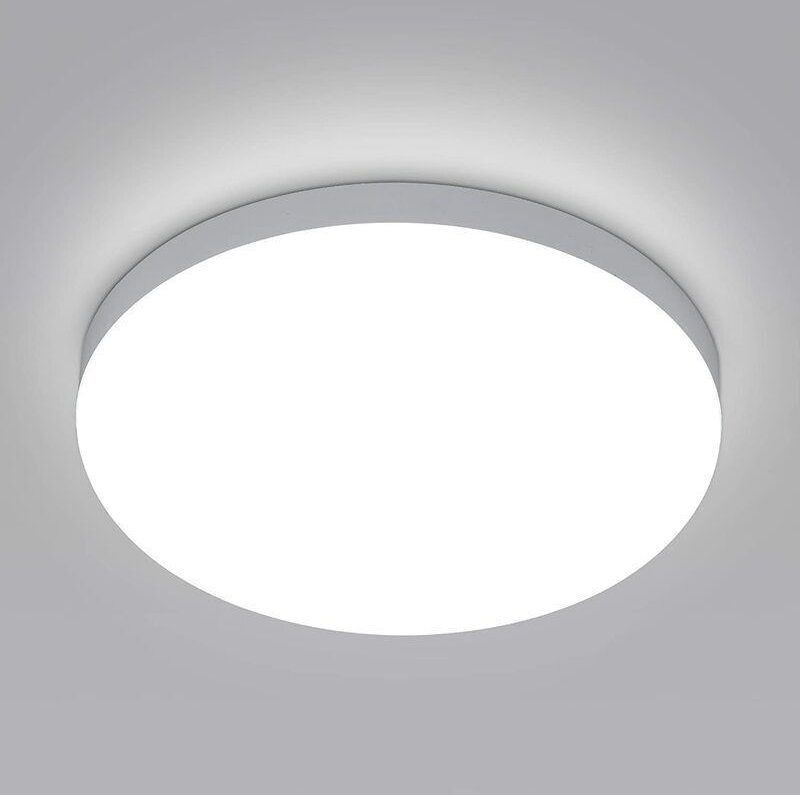 Runde LED-Deckenleuchte, Badezimmerleuchte, IP54 wasserdicht, 6500 K Kaltweiß, moderne Deckenleuchte für Bad, Schlafzimm...