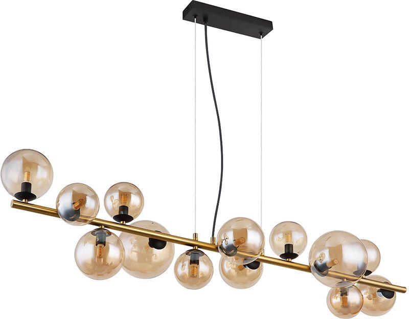 Pendelleuchte Hängelampe Deckenleuchte Esszimmerlampe led Glas Amber 13-Flammig