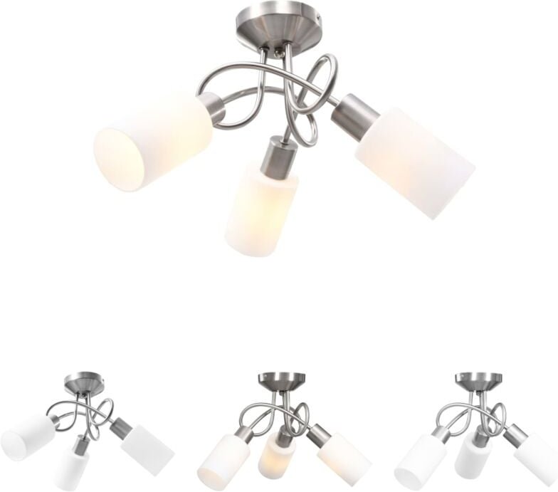 Thumbnail - The Living Store - Deckenleuchte mit Keramik-Lampenschirmen für 3 E14 Glühlampen - Deckenleuchten - Weiß