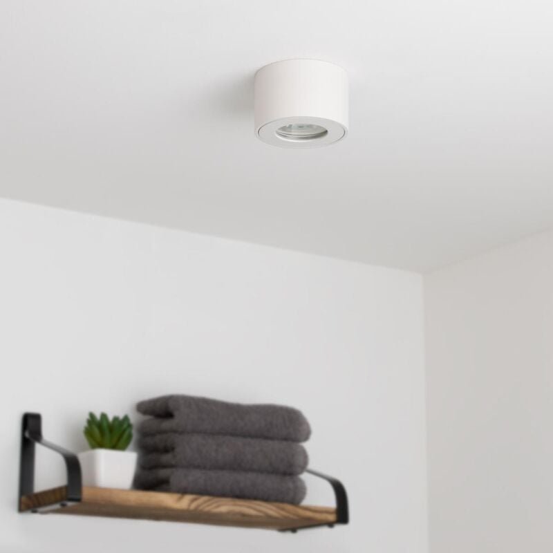 Flacher Aufbaustrahler rund IP44 Deckenleuchte - Farbe: weiß - LED Leuchtmittel: Ohne