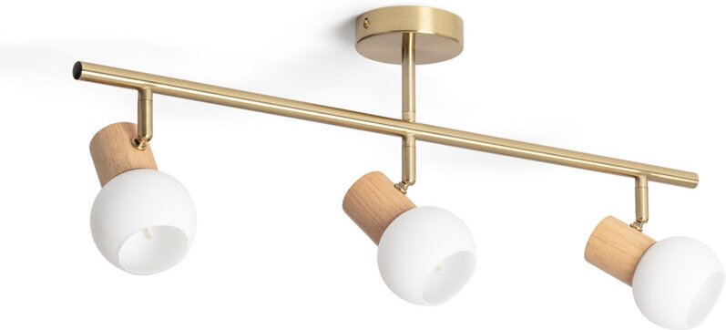 Deckenleuchte Metall und Glas 3 Spots Alan Gold