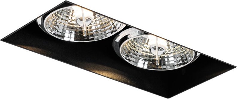 Moderner Einbaustrahler schwarz GU10 AR70 randlos 2-flammig - Oneon