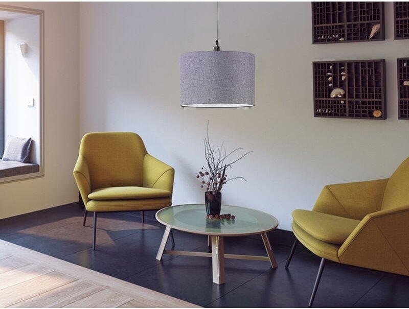 Trio Leuchten - led Pendelleuchte 1 flammig mit grauem Stoffschirm, ø 40cm