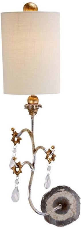 Wandlampe Leuchte Stahl Leinenschirm Silber h 68,6 cm Flurleuchte 1 Flammig