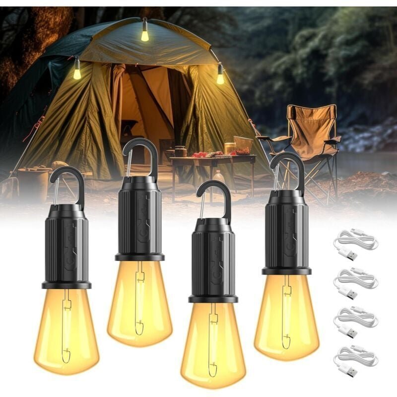 Wiederaufladbare LED-Campinglampe, IP65-tragbare Laterne, 3 Helligkeitsstufen