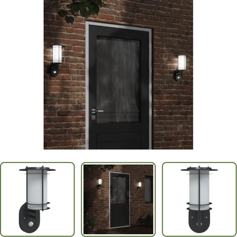 vidaXL Bewegungsmelder - Außenwandleuchte mit Bewegungsmelder Schwarz Edelstahl