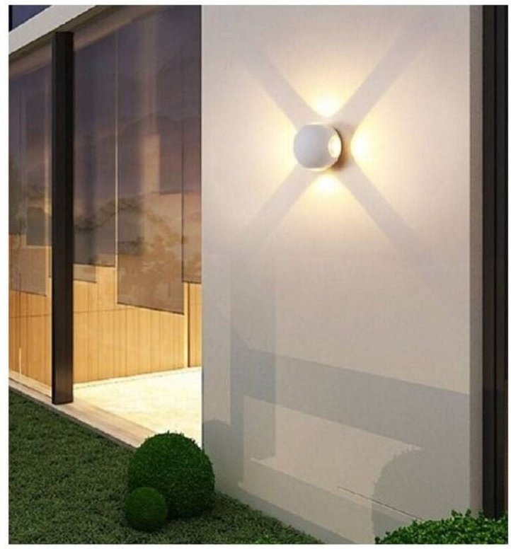 Trade Shop Traesio - Trade Shop - kugel-wandlampe 4 lichtstrahl outdoor weisses licht 3000K 6000K 4000K ES58 -