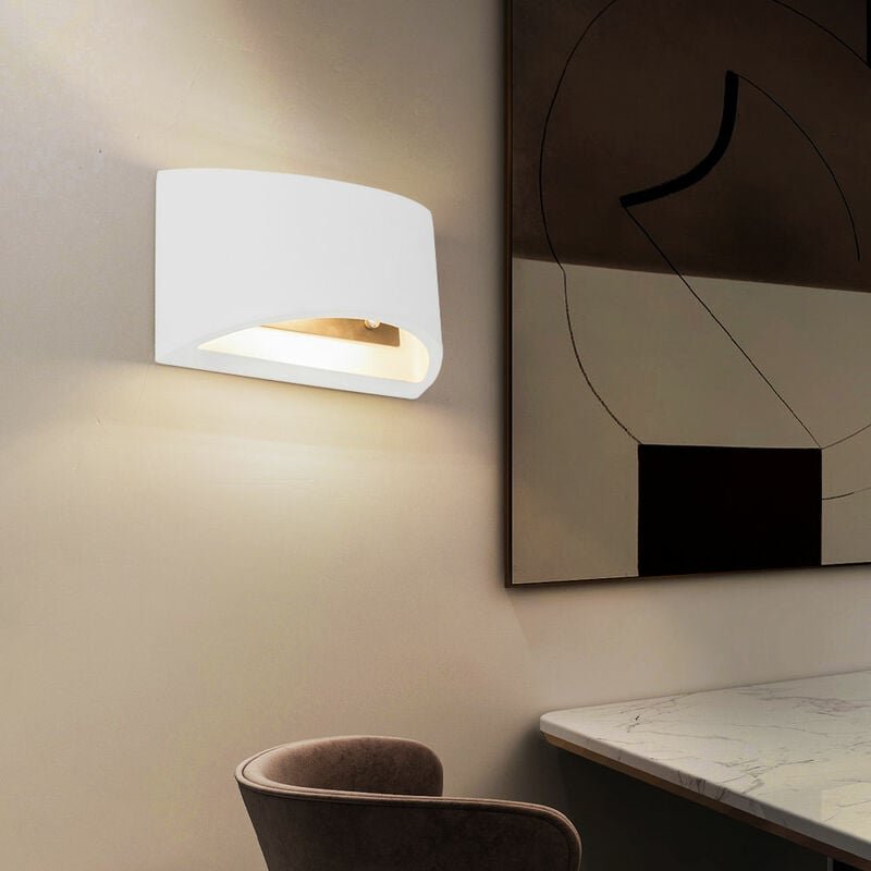 Wandleuchte Wandlampe Innen modern Up and Down Wandleuchten Wohnzimmer Gips zum Überstreichen, weiß, 1x G9, BxH 20x12 cm