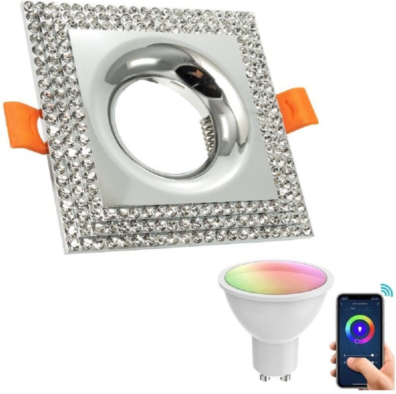 Trade Shop Traesio - Trade Shop - smarter einbau-strahler quadratisch glitter led 5W GU10 rgb wifi alexa google home - S...