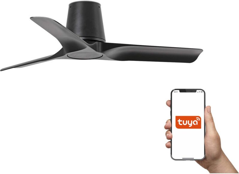 Faro Hey Tube Kleiner 3-Blatt-Deckenventilator Mattschwarz Tuya Smart System