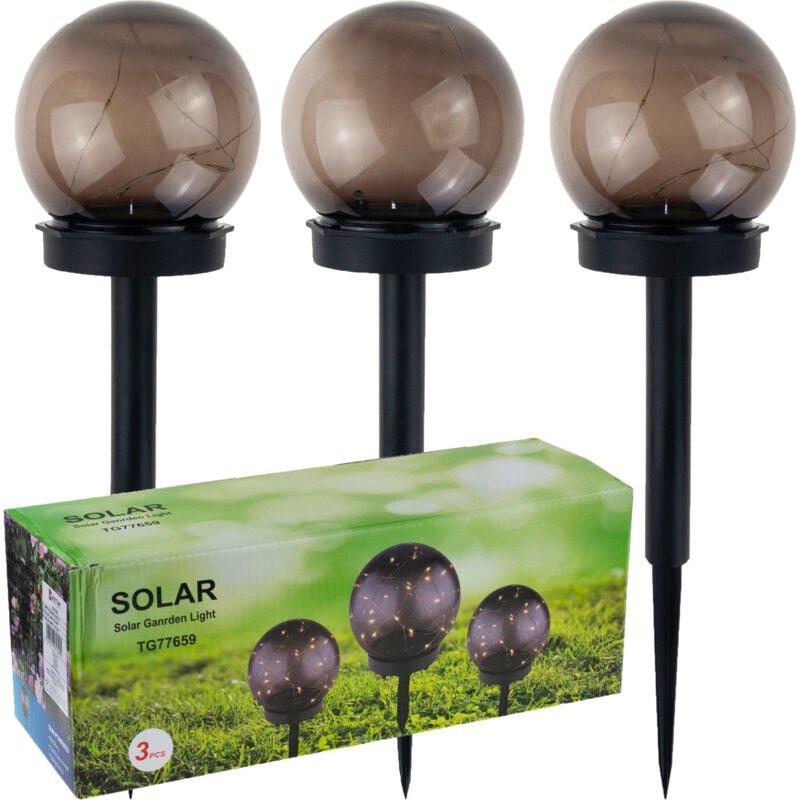 TG77659 LED-Solarlampen, 3 Stück. Ballkontakt-Solarlampen-Set mit Sensor.